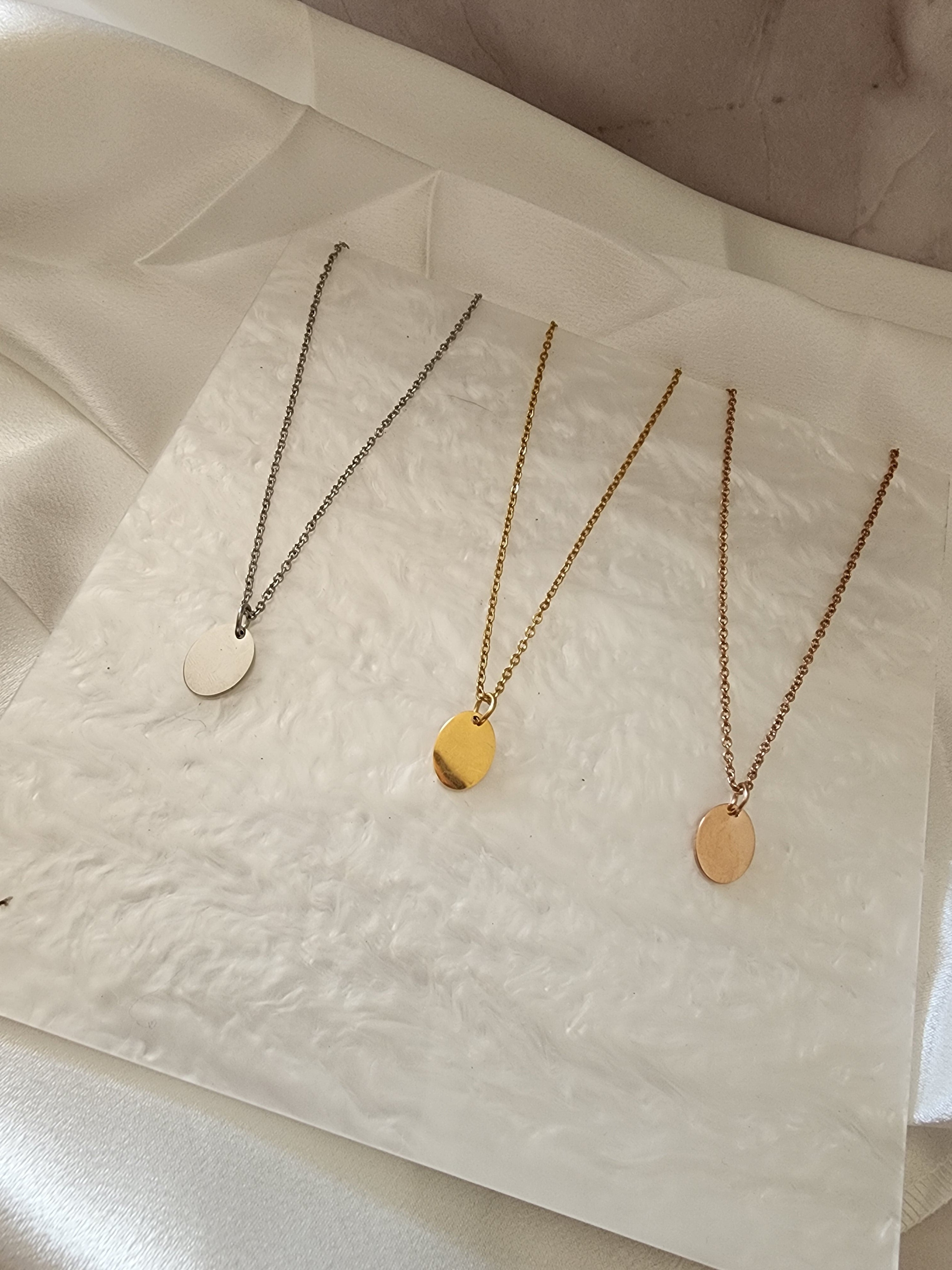 Custom Engraved Oval Necklace